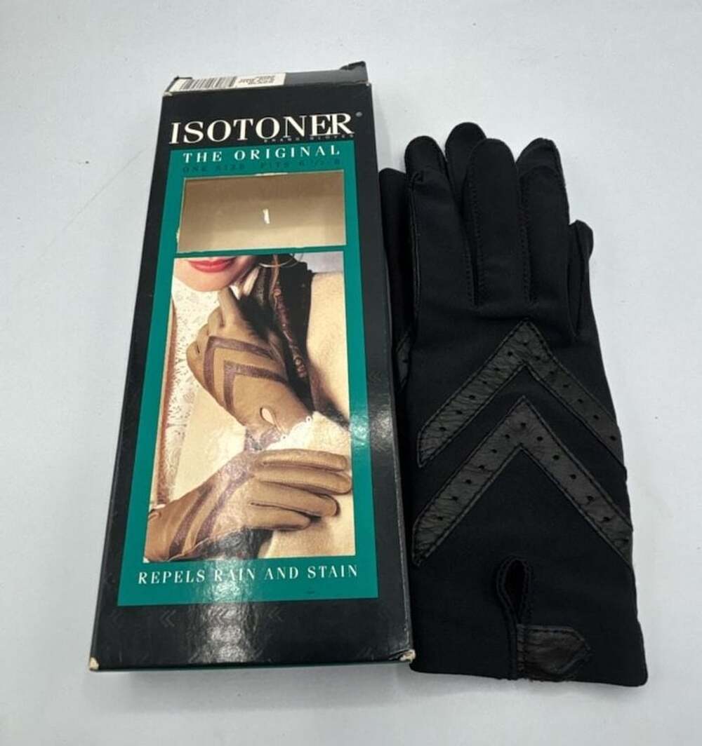 Vintage Isotoner The Original Black Gloves One Size